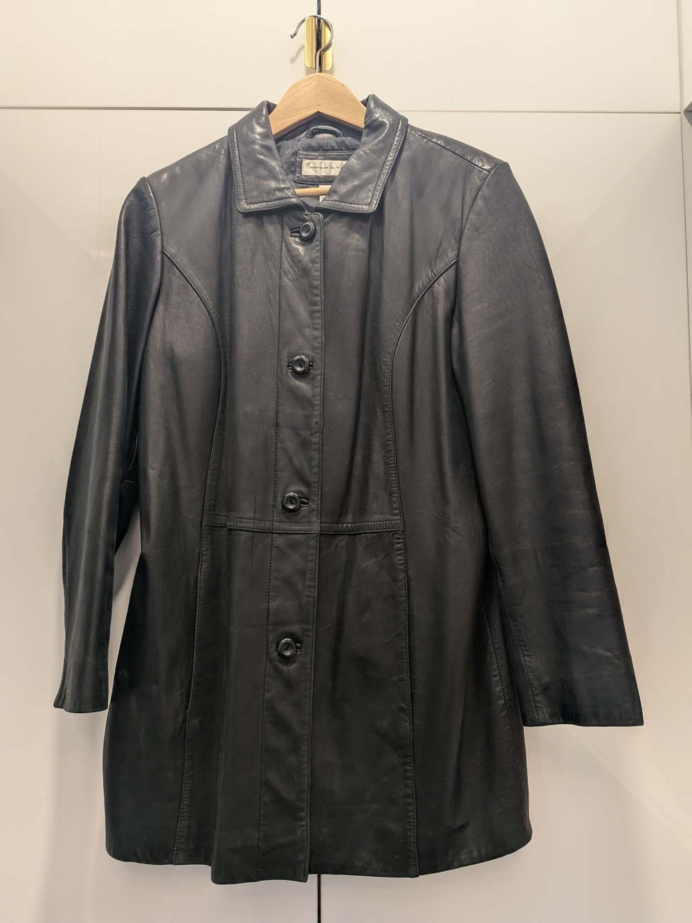 Preston & York Vintage 90s Black Leather Button-Front Jacket